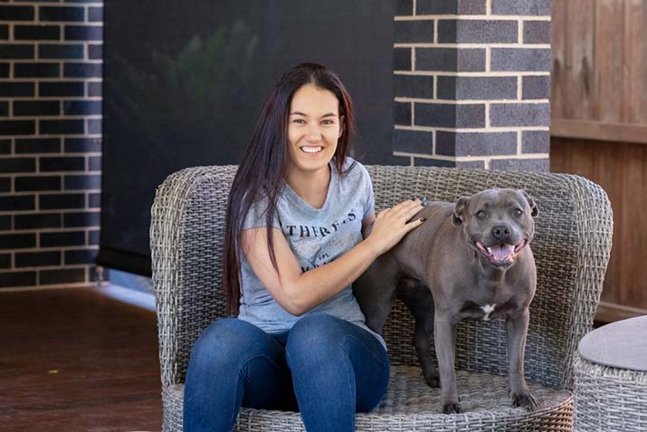 Criminology and criminal justice student Taylah Lloyd and pet